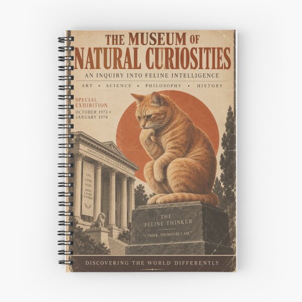 Item preview, The Feline Thinker Vintage Museum Poster | Orange Cat Philosopher Art Print | 1970s Retro Educational Illustration designed and sold by UrbanStatic.