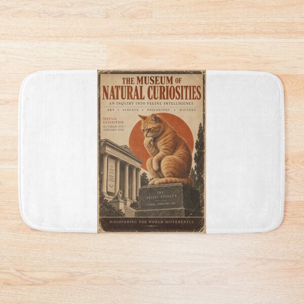Item preview, The Feline Thinker Vintage Museum Poster | Orange Cat Philosopher Art Print | 1970s Retro Educational Illustration designed and sold by UrbanStatic.