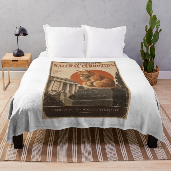 Item preview, The Feline Thinker Vintage Museum Poster | Orange Cat Philosopher Art Print | 1970s Retro Educational Illustration designed and sold by UrbanStatic.