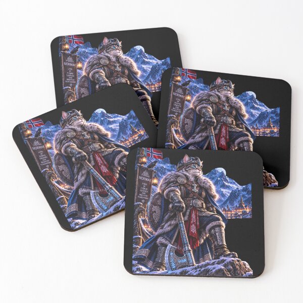 Item preview, Neon Viking Cat – Norse Warrior of Norway designed and sold by Neon Riot Studio.