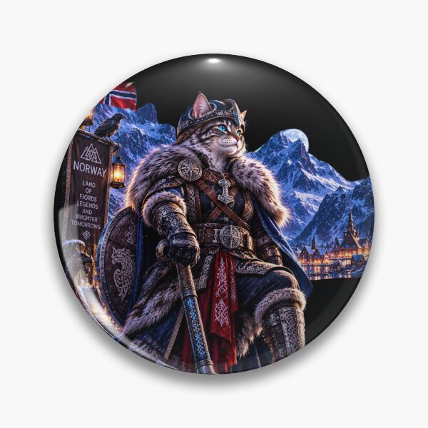 Item preview, Neon Viking Cat – Norse Warrior of Norway designed and sold by Neon Riot Studio.