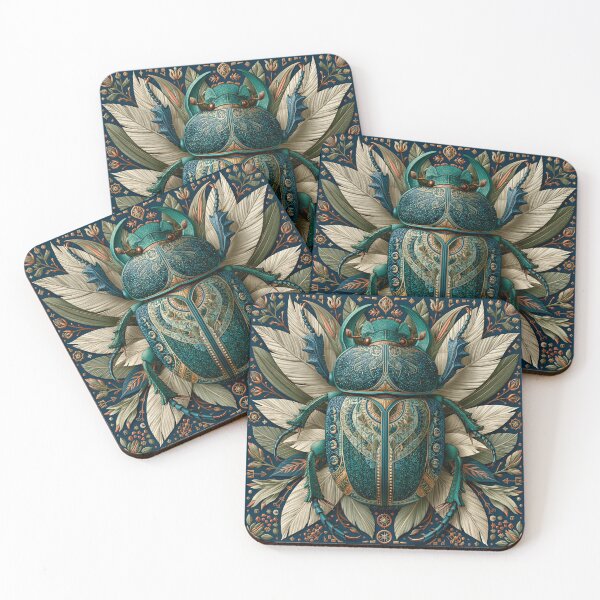 Item preview, Ornate Emerald Scarab Botanical Illustration designed and sold by Hoity-Toity.