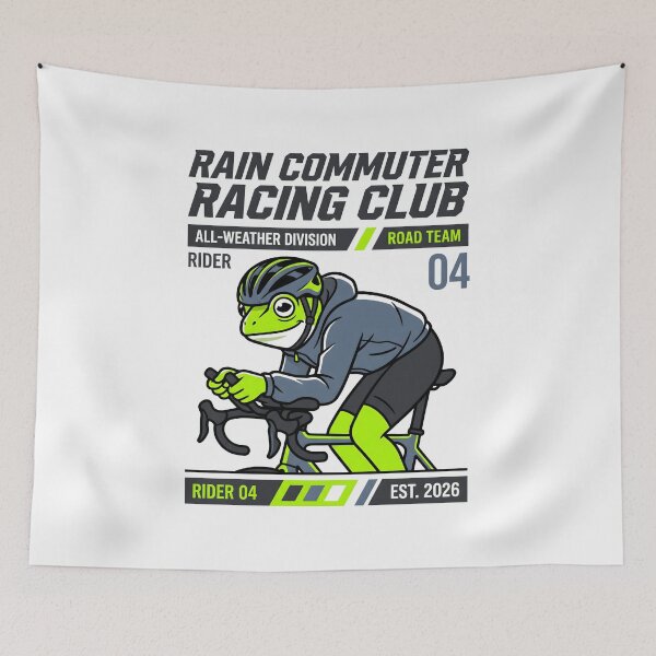 Item preview, Rain Commuter Racing Club Frog Cyclist Bicycle Graphic designed and sold by SplashTastic.