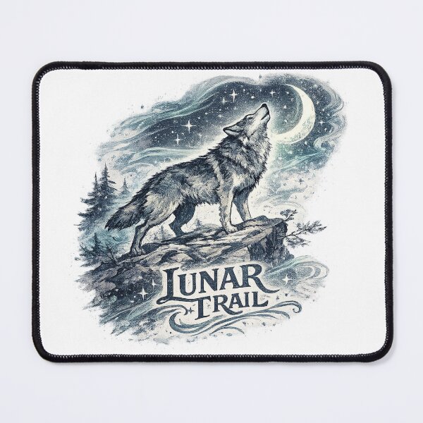 Item preview, Lunar Trail Howling Wolf Moon Celestial Wilderness Vintage Nature Art designed and sold by inkoutninja.