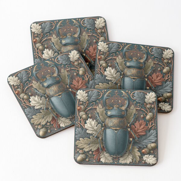 Item preview, Stag Beetle Oak Leaf Natural History Illustration designed and sold by Hoity-Toity.