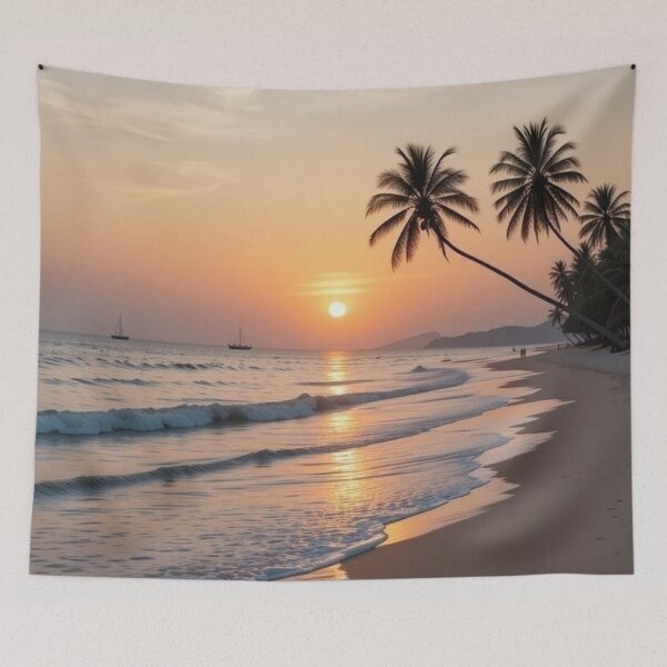Item preview, Tropical Sunset Palm Beach Horizon Ocean Waves designed and sold by Palette & Hue.