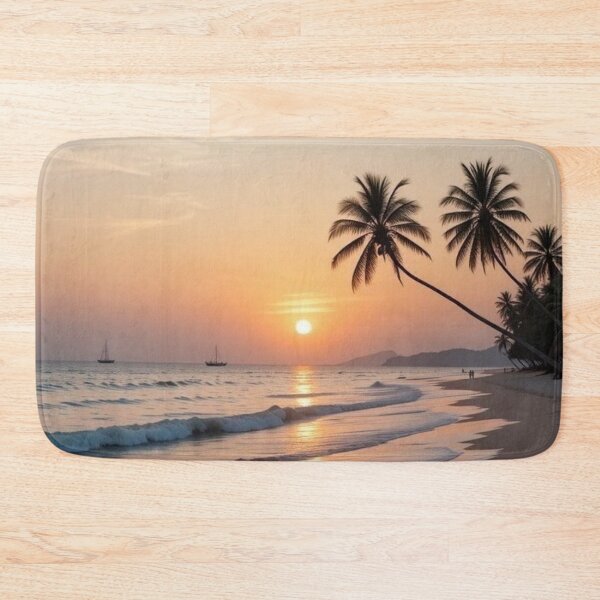 Item preview, Tropical Sunset Palm Beach Horizon Ocean Waves designed and sold by Palette & Hue.