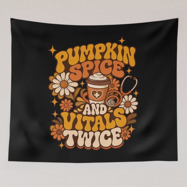 Item preview, Pumpkin Spice And Vitals Twice 70s Groovy Nurse Artwork designed and sold by adiencarteras.