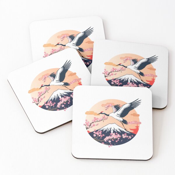 Item preview, Crane Over Fuji – Japanese Ukiyo-e T-Shirt Design designed and sold by Cavalier-org.