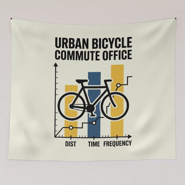 Item preview, Urban Bicycle Commute Office Bicycle Infographic Art designed and sold by SplashTastic.