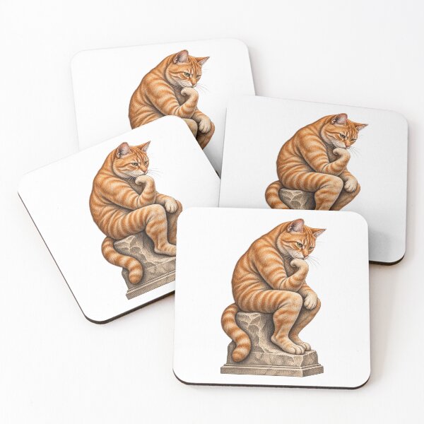 Item preview, Thinking Orange Tabby Cat Art | The Thinker Streetwear Cat Design designed and sold by UrbanStatic.