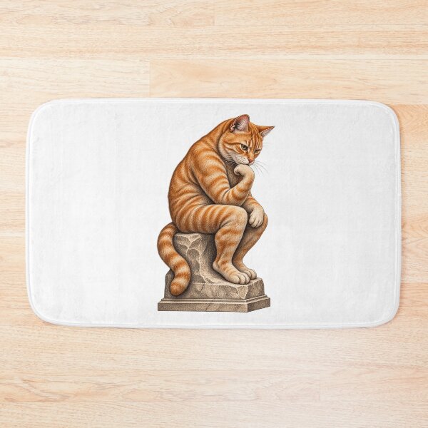 Item preview, Thinking Orange Tabby Cat Art | The Thinker Streetwear Cat Design designed and sold by UrbanStatic.