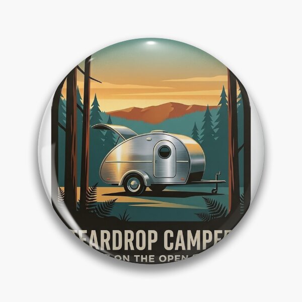 Item preview, Teardrop Camper Sticker - Pine Forest Retro Travel Badge Decal designed and sold by DetourDgn.