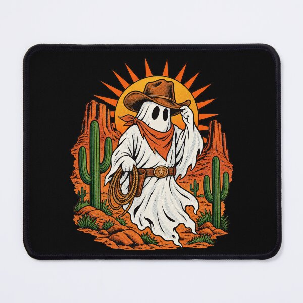 Item preview, Halloween Cowboy Ghost Western Lasso Desert Sunset Art Print designed and sold by adiencarteras.