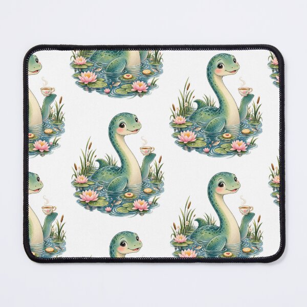 Item preview, Cute Loch Ness Monster Tea Party Clipart – Watercolor Nessie with Tea Cup & Lily Pads designed and sold by ZayCreates.