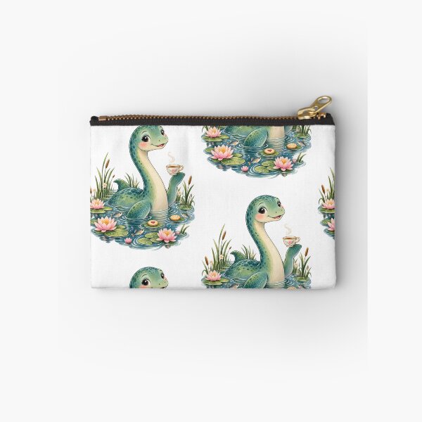 Item preview, Cute Loch Ness Monster Tea Party Clipart – Watercolor Nessie with Tea Cup & Lily Pads designed and sold by ZayCreates.