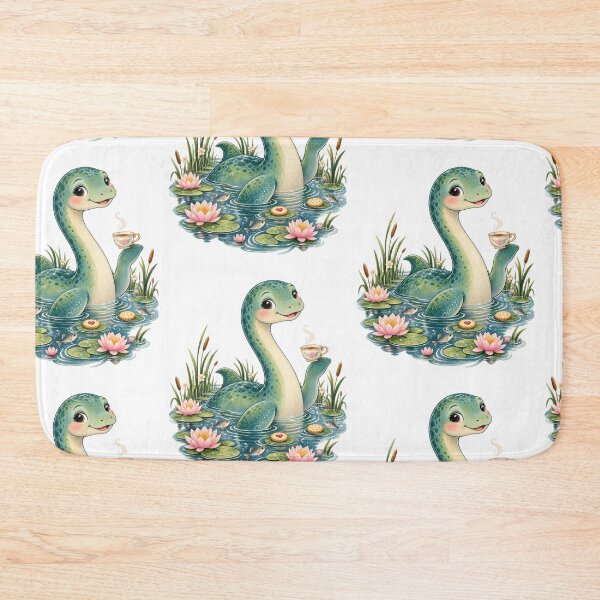 Item preview, Cute Loch Ness Monster Tea Party Clipart – Watercolor Nessie with Tea Cup & Lily Pads designed and sold by ZayCreates.
