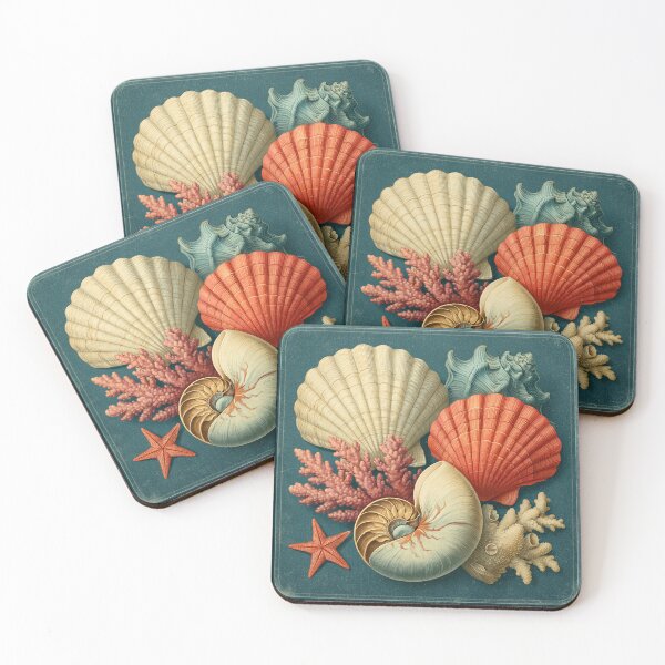 Item preview, Vintage Seashell and Coral Natural History Illustration designed and sold by Hoity-Toity.