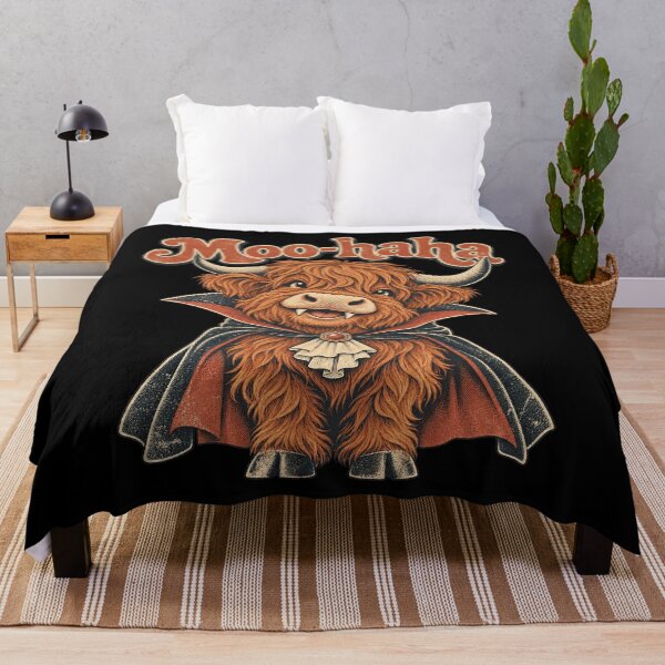 Item preview, Moo Haha Funny Vampire Highland Cow Halloween Bovine Artwork designed and sold by Aqouiatiqe.