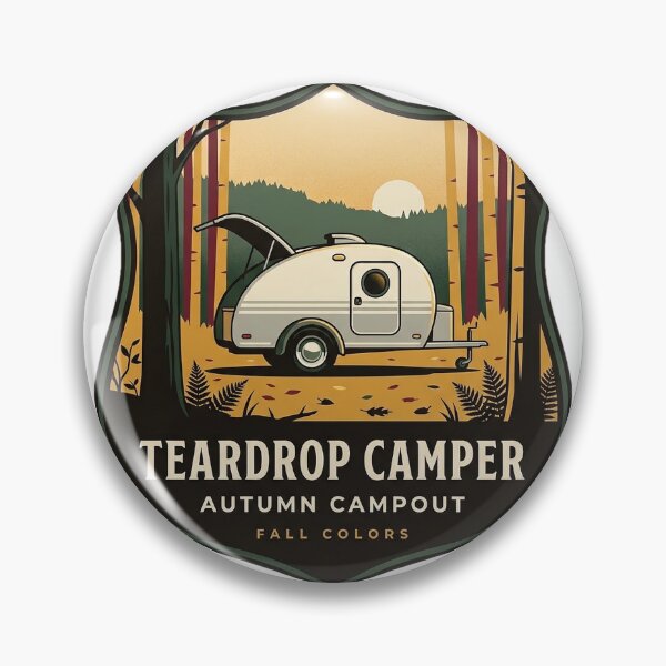 Item preview, Teardrop Camper Autumn Aspen Sticker - Heraldic Crest Fall Camping Decal designed and sold by DetourDgn.