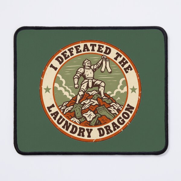 Item preview, I Defeated The Laundry Dragon Knight Vintage Badge designed and sold by KungPowUnicorn.