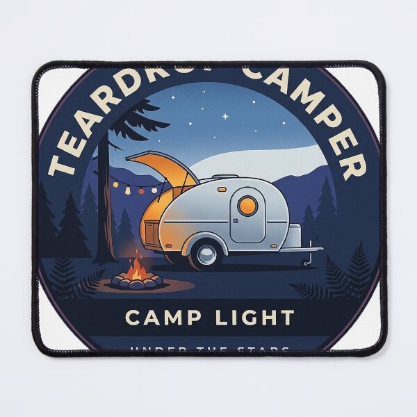 Item preview, Teardrop Camper Campfire Night Sticker - Circular Blue Hour Badge Decal designed and sold by DetourDgn.