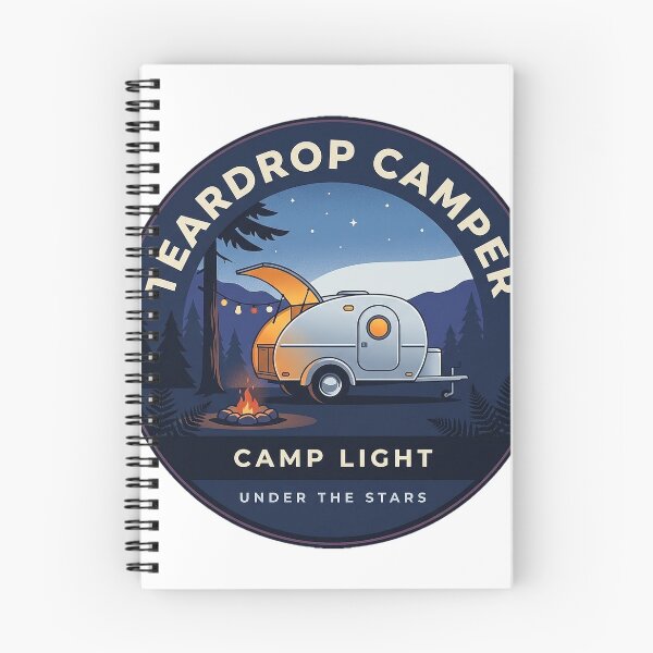 Item preview, Teardrop Camper Campfire Night Sticker - Circular Blue Hour Badge Decal designed and sold by DetourDgn.