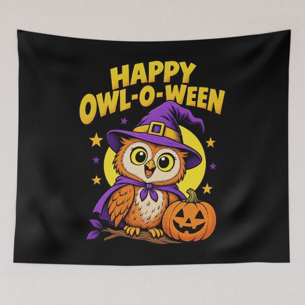 Item preview, Happy Owl O Ween Charming Cartoon Witch Owl Pumpkinssss designed and sold by Aqouiatiqe.