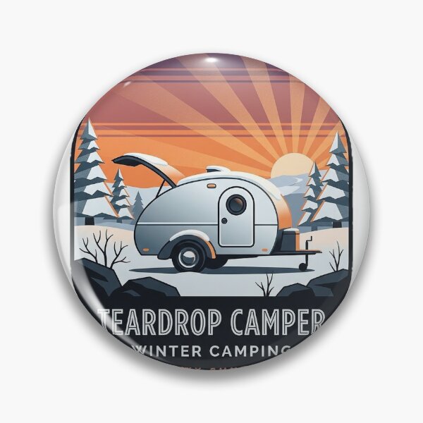 Item preview, Teardrop Camper Winter Sunrise Sticker - Art Deco Snow Camping Decal designed and sold by DetourDgn.