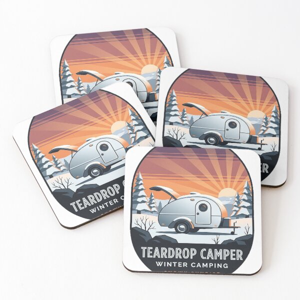 Item preview, Teardrop Camper Winter Sunrise Sticker - Art Deco Snow Camping Decal designed and sold by DetourDgn.