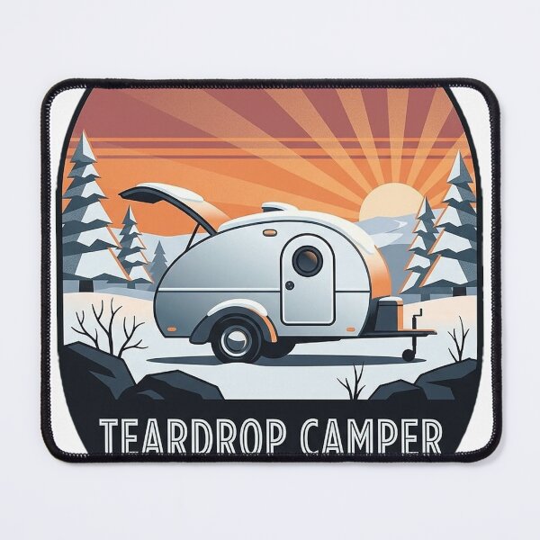 Item preview, Teardrop Camper Winter Sunrise Sticker - Art Deco Snow Camping Decal designed and sold by DetourDgn.