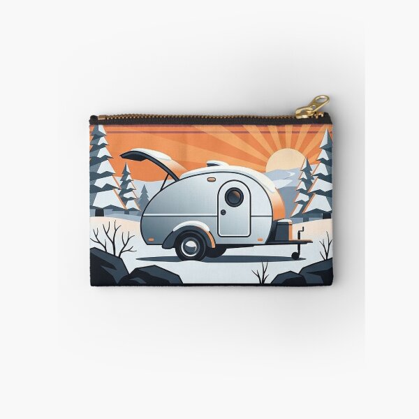 Item preview, Teardrop Camper Winter Sunrise Sticker - Art Deco Snow Camping Decal designed and sold by DetourDgn.