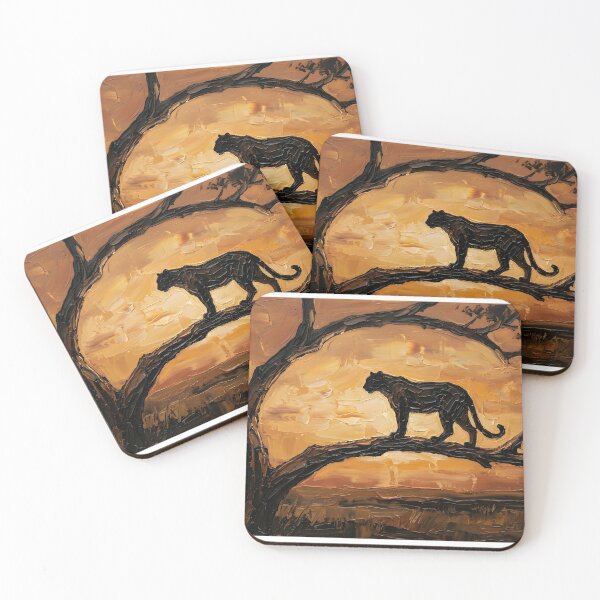 Item preview, Leopard at Sunset – Impasto Branch Silhouette designed and sold by The Digital Compass.
