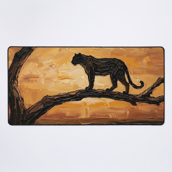 Item preview, Leopard at Sunset – Impasto Branch Silhouette designed and sold by The Digital Compass.