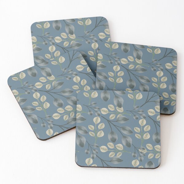 Item preview, Botanical Foliage Dusty Muted Blue Seamless Pattern Art designed and sold by ​Jyoti Digital Artist.