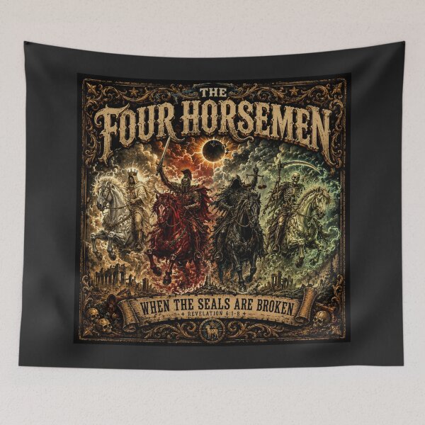Item preview, The Four Horsemen – Revelation 6:1–8 Vintage Biblical Prophecy Gothic T-Shirt designed and sold by GardenReign.