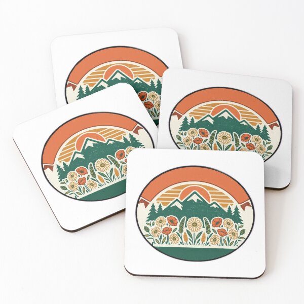 Item preview,  Retro mountain with trees wildflowers vintage  designed and sold by Expressions-Sel.