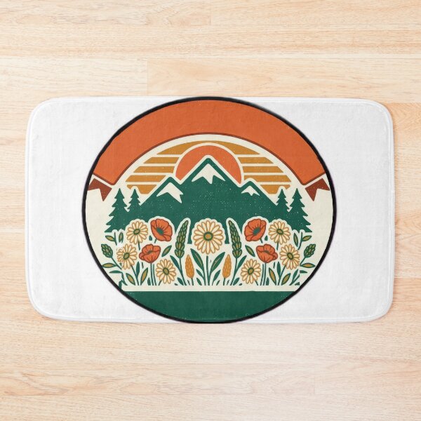 Item preview,  Retro mountain with trees wildflowers vintage  designed and sold by Expressions-Sel.