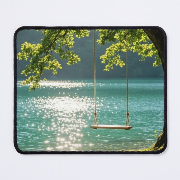 Item preview, Peaceful Tree Swing Over Sparkling Emerald Lake designed and sold by Palette & Hue.