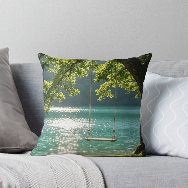 Item preview, Peaceful Tree Swing Over Sparkling Emerald Lake designed and sold by Palette & Hue.