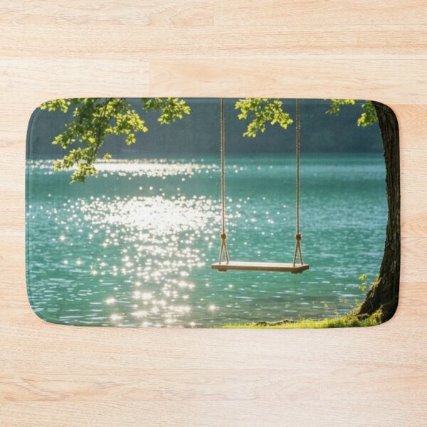 Item preview, Peaceful Tree Swing Over Sparkling Emerald Lake designed and sold by Palette & Hue.