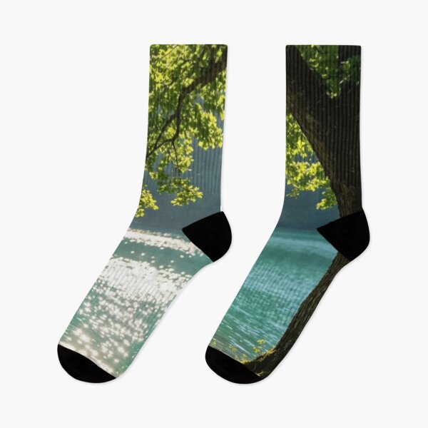 Item preview, Peaceful Tree Swing Over Sparkling Emerald Lake designed and sold by Palette & Hue.