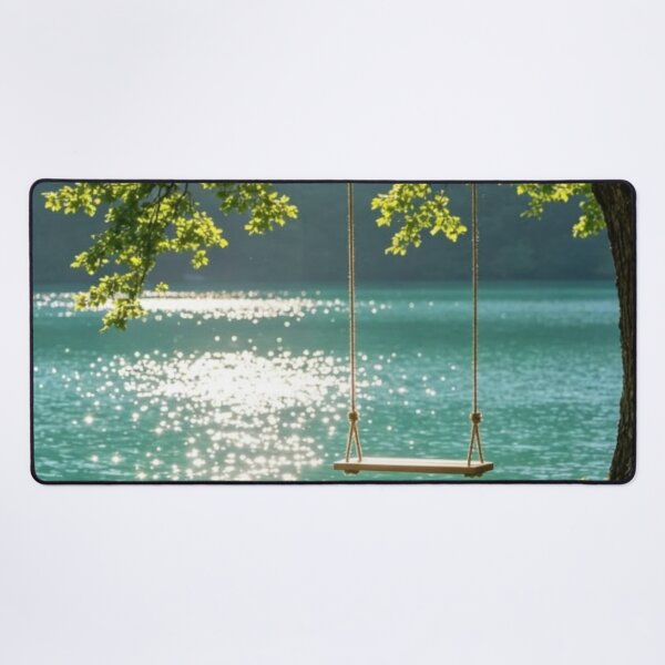 Item preview, Peaceful Tree Swing Over Sparkling Emerald Lake designed and sold by Palette & Hue.