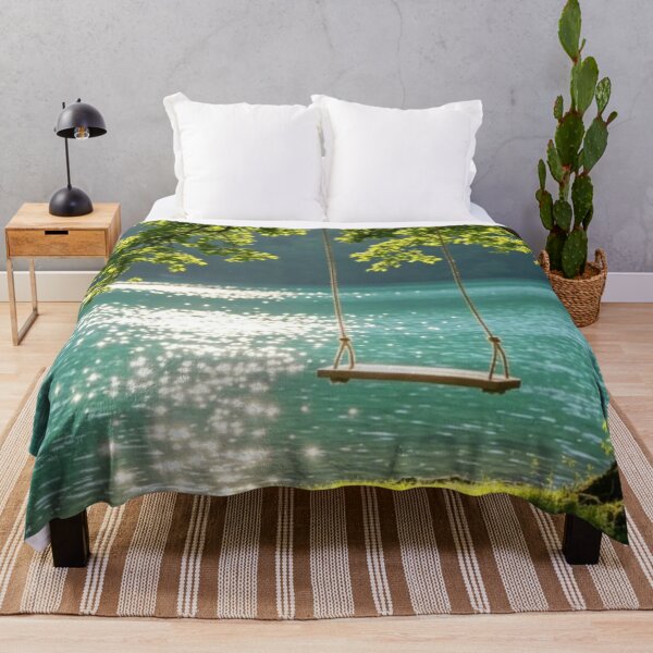 Item preview, Peaceful Tree Swing Over Sparkling Emerald Lake designed and sold by Palette & Hue.