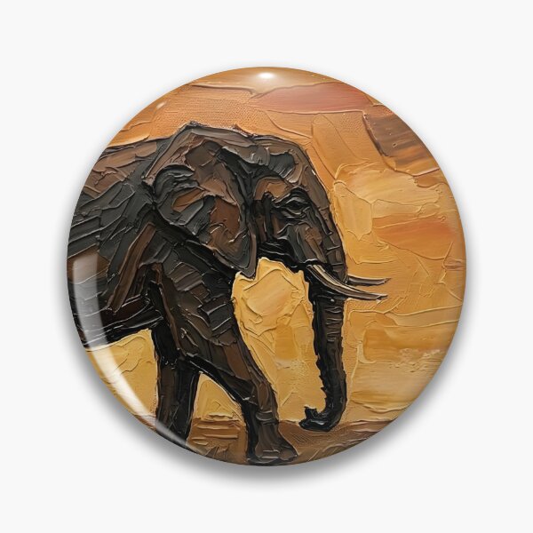 Item preview, Elephant at Sunset – Impasto Savanna Majesty designed and sold by The Digital Compass.