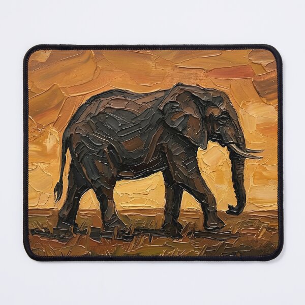 Item preview, Elephant at Sunset – Impasto Savanna Majesty designed and sold by The Digital Compass.