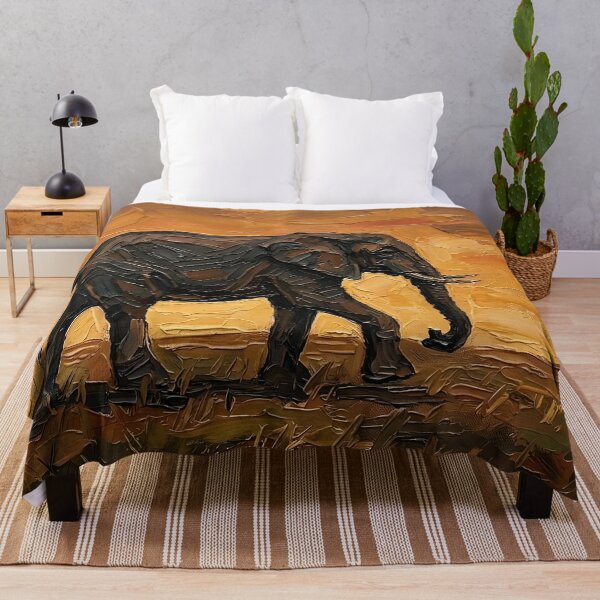 Item preview, Elephant at Sunset – Impasto Savanna Majesty designed and sold by The Digital Compass.