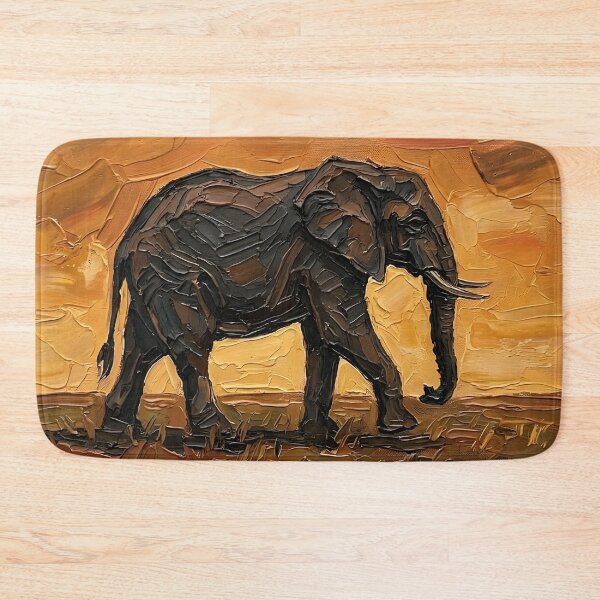 Item preview, Elephant at Sunset – Impasto Savanna Majesty designed and sold by The Digital Compass.