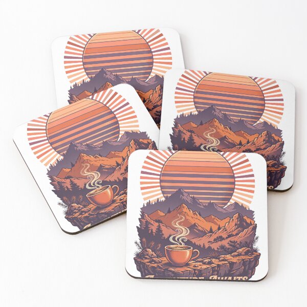 Item preview, adventure-awaits-after-coffee-retro-sunset designed and sold by kyoubi100.