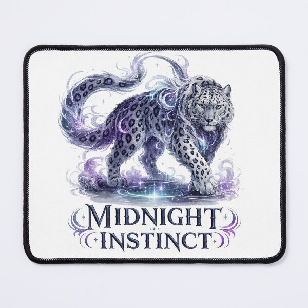 Item preview, Midnight Instinct Snow Leopard Celestial Fantasy Moon Mystical Wildlife Art designed and sold by inkoutninja.